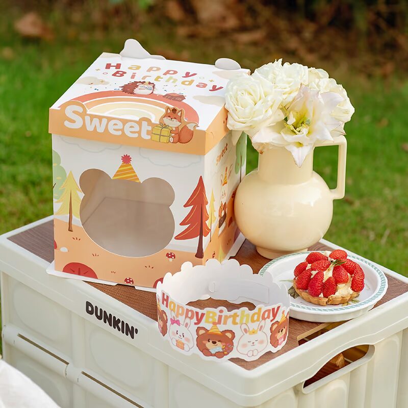 animal forest window cake box for outdoor picnic kids dessert packaging animal forest window cake box for outdoor picnic kids dessert packaging