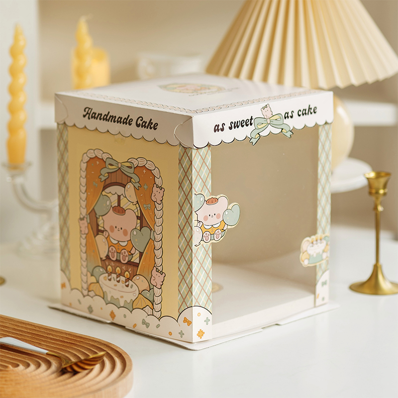 birthday bear semi transparent cake box for kids birthday cake packaging birthday bear semi transparent cake box for kids birthday cake packaging