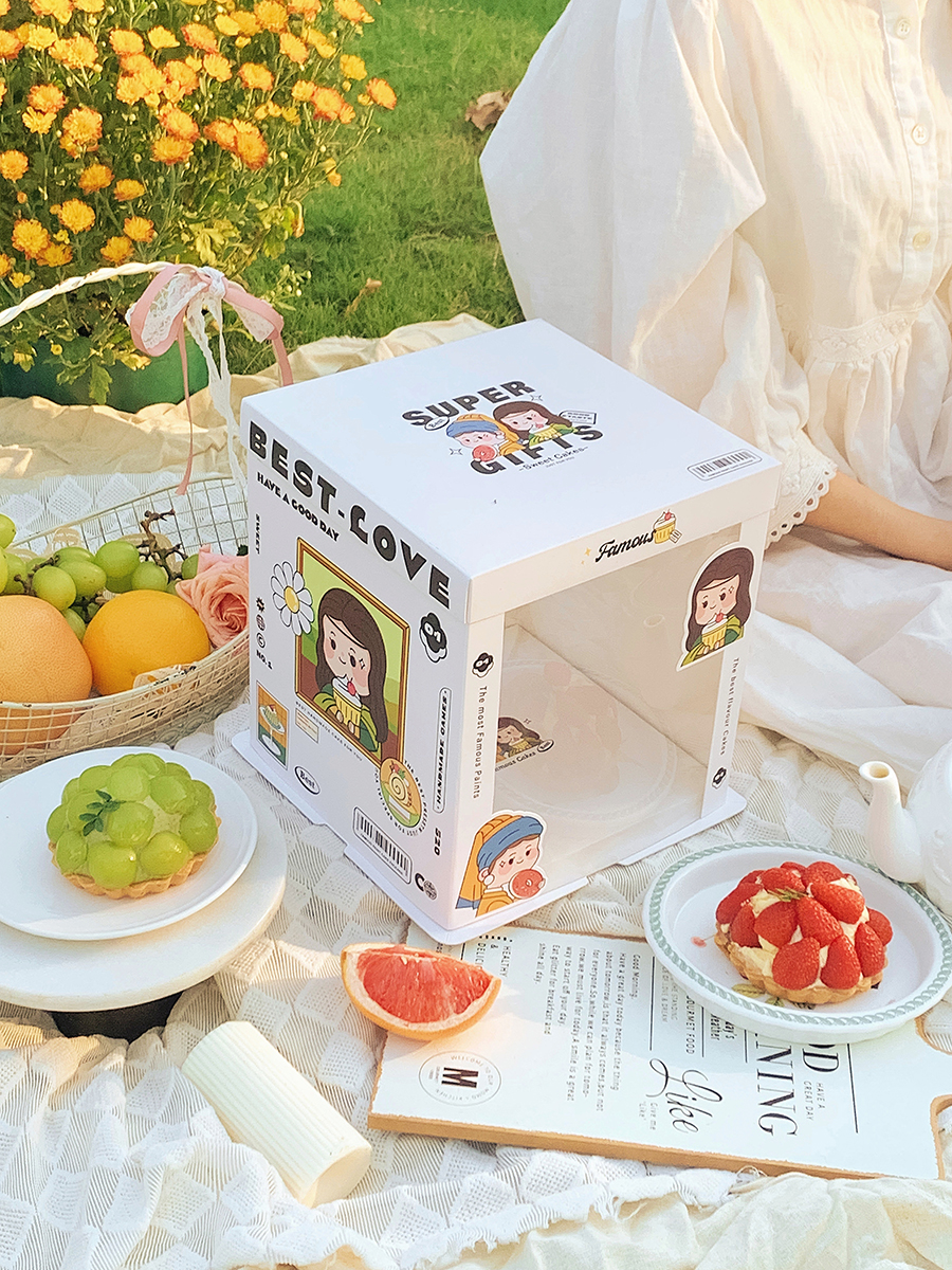 famous painting inspired semi transparent cake box for artistic bakery gifts famous painting inspired semi transparent cake box for artistic bakery gifts