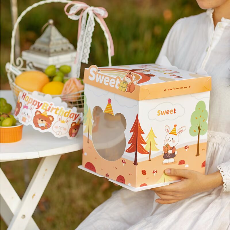 animal forest window cake box for outdoor picnic kids dessert packaging animal forest window cake box for outdoor picnic kids dessert packaging