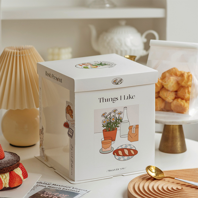 premium red gift style cake box with clear window for bakery packaging (复制) premium red gift style cake box with clear window for bakery packaging (复制)