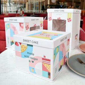 geometric candy window cake box for colorful party dessert packaging
