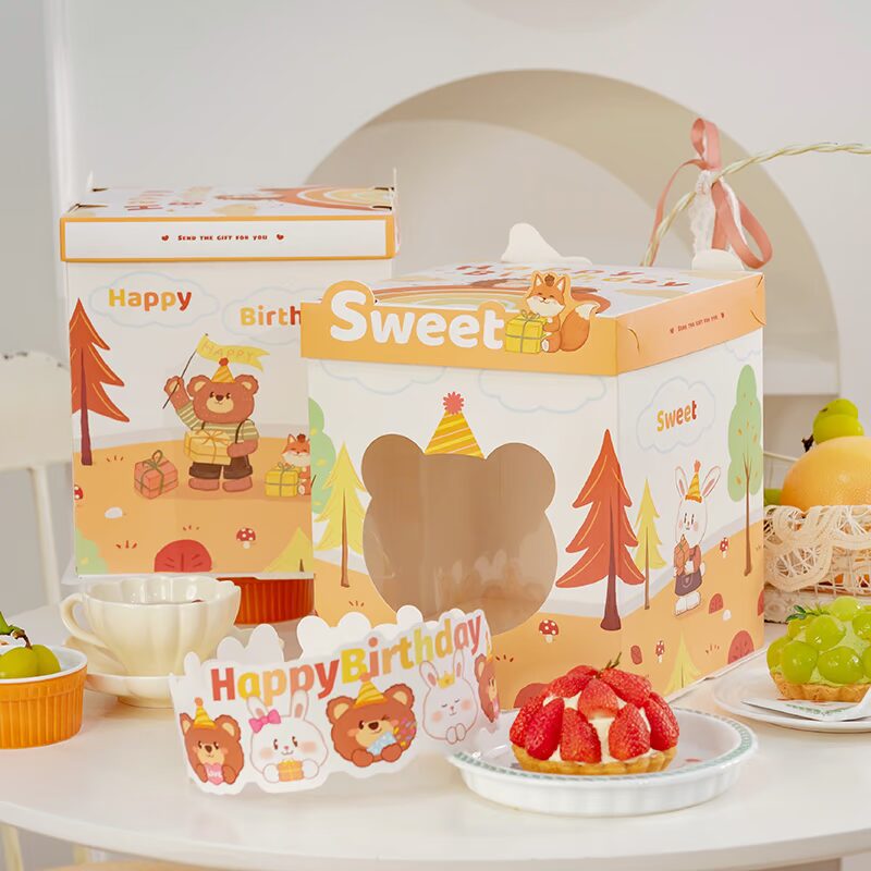 animal forest window cake box for outdoor picnic kids dessert packaging animal forest window cake box for outdoor picnic kids dessert packaging