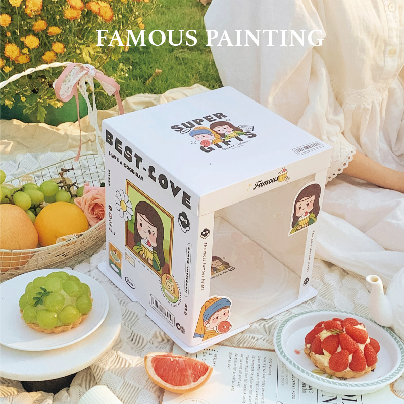 famous painting inspired semi transparent cake box for artistic bakery gifts famous painting inspired semi transparent cake box for artistic bakery gifts