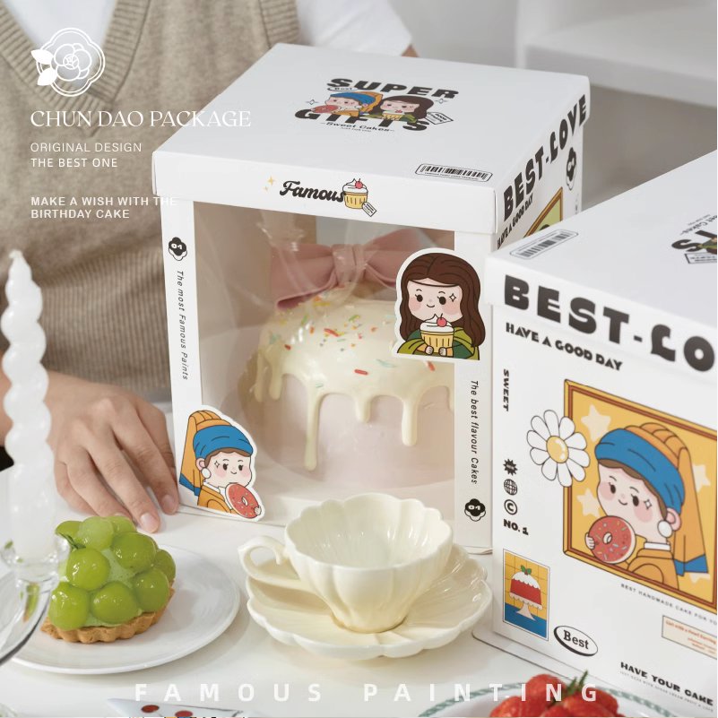 famous painting inspired semi transparent cake box for artistic bakery gifts famous painting inspired semi transparent cake box for artistic bakery gifts