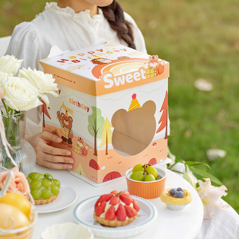 animal forest window cake box for outdoor picnic kids dessert packaging animal forest window cake box for outdoor picnic kids dessert packaging