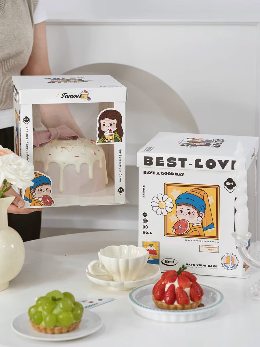 famous painting inspired semi transparent cake box for artistic bakery gifts famous painting inspired semi transparent cake box for artistic bakery gifts