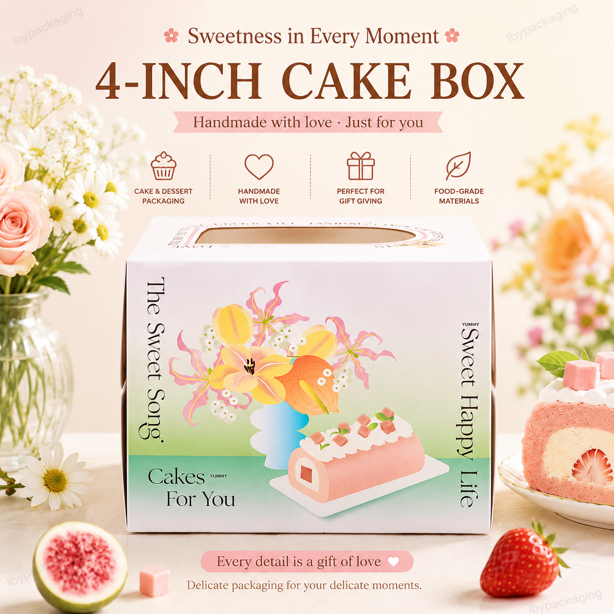 spring gradient floral swiss roll cake box spring gradient floral swiss roll cake box