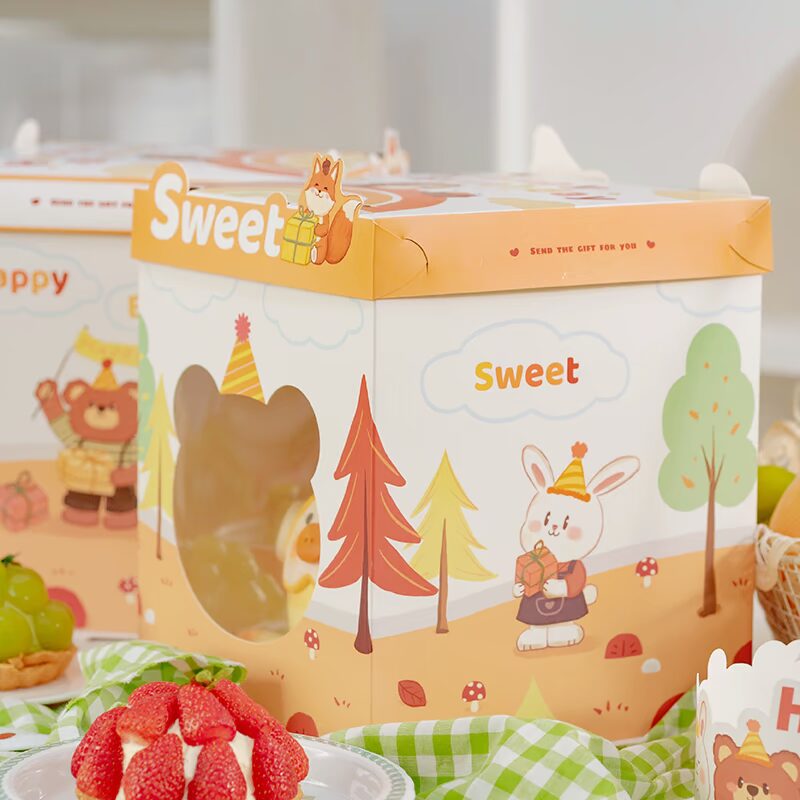 animal forest window cake box for outdoor picnic kids dessert packaging animal forest window cake box for outdoor picnic kids dessert packaging