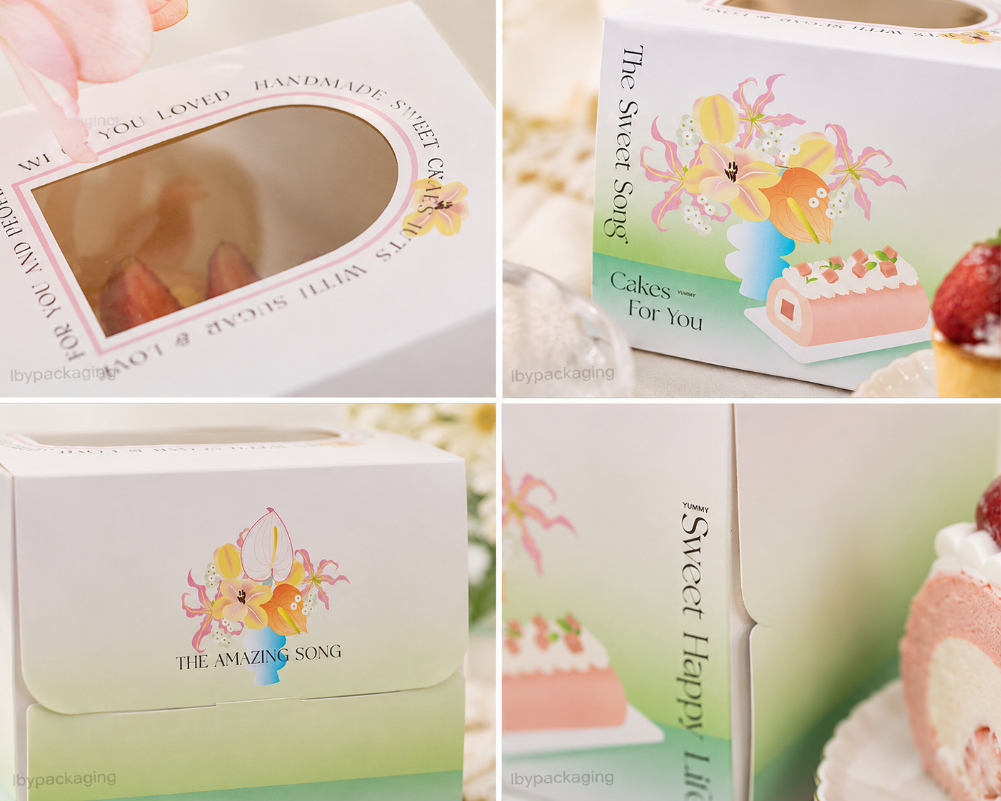 spring gradient floral swiss roll cake box spring gradient floral swiss roll cake box