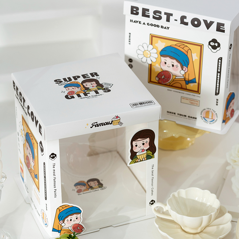 famous painting inspired semi transparent cake box for artistic bakery gifts famous painting inspired semi transparent cake box for artistic bakery gifts