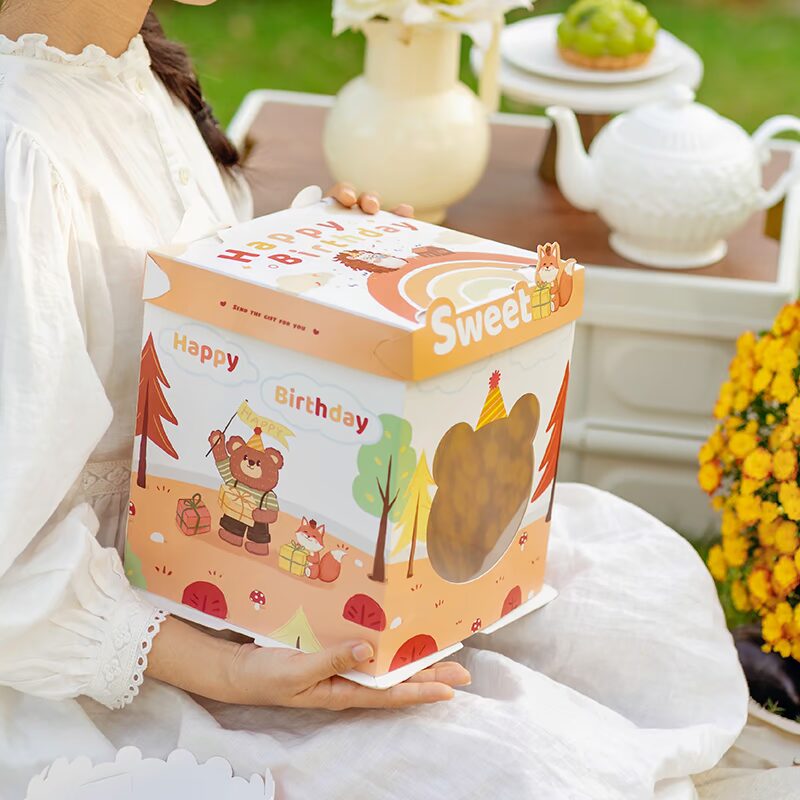 animal forest window cake box for outdoor picnic kids dessert packaging animal forest window cake box for outdoor picnic kids dessert packaging