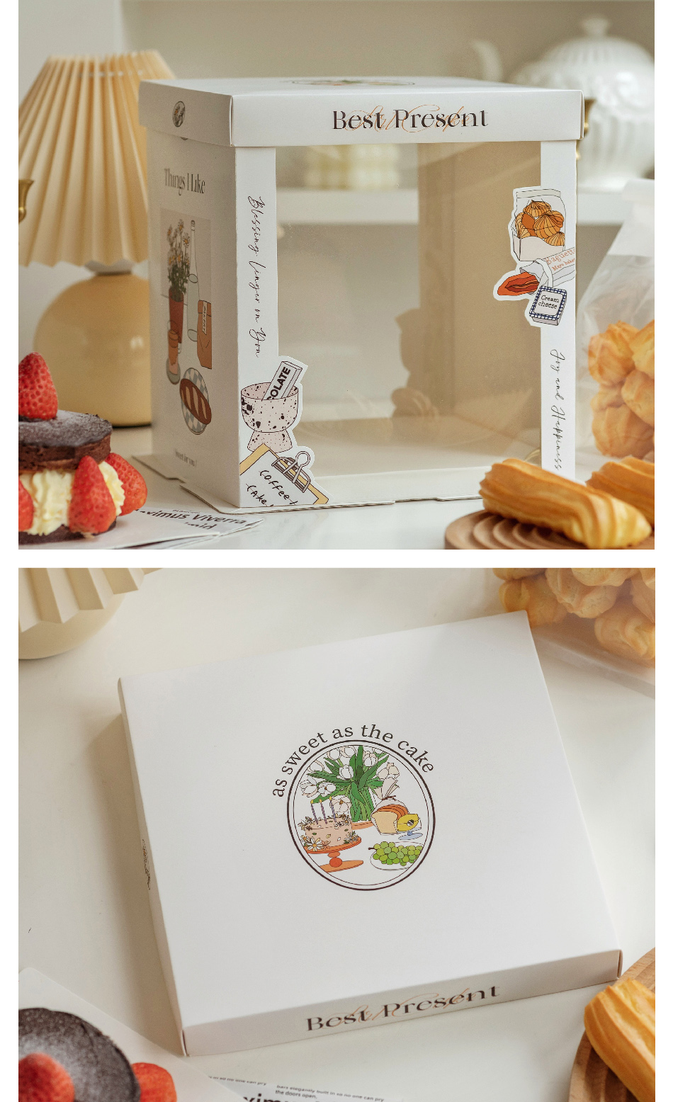 premium red gift style cake box with clear window for bakery packaging (复制) premium red gift style cake box with clear window for bakery packaging (复制)