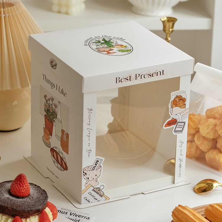 premium red gift style cake box with clear window for bakery packaging (复制) premium red gift style cake box with clear window for bakery packaging (复制)