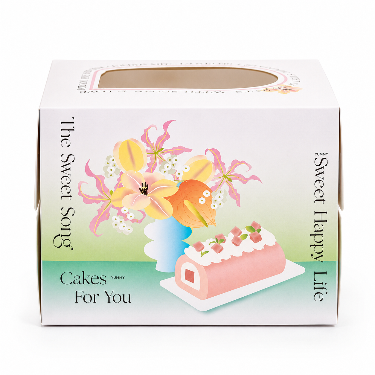 spring gradient floral swiss roll cake box spring gradient floral swiss roll cake box