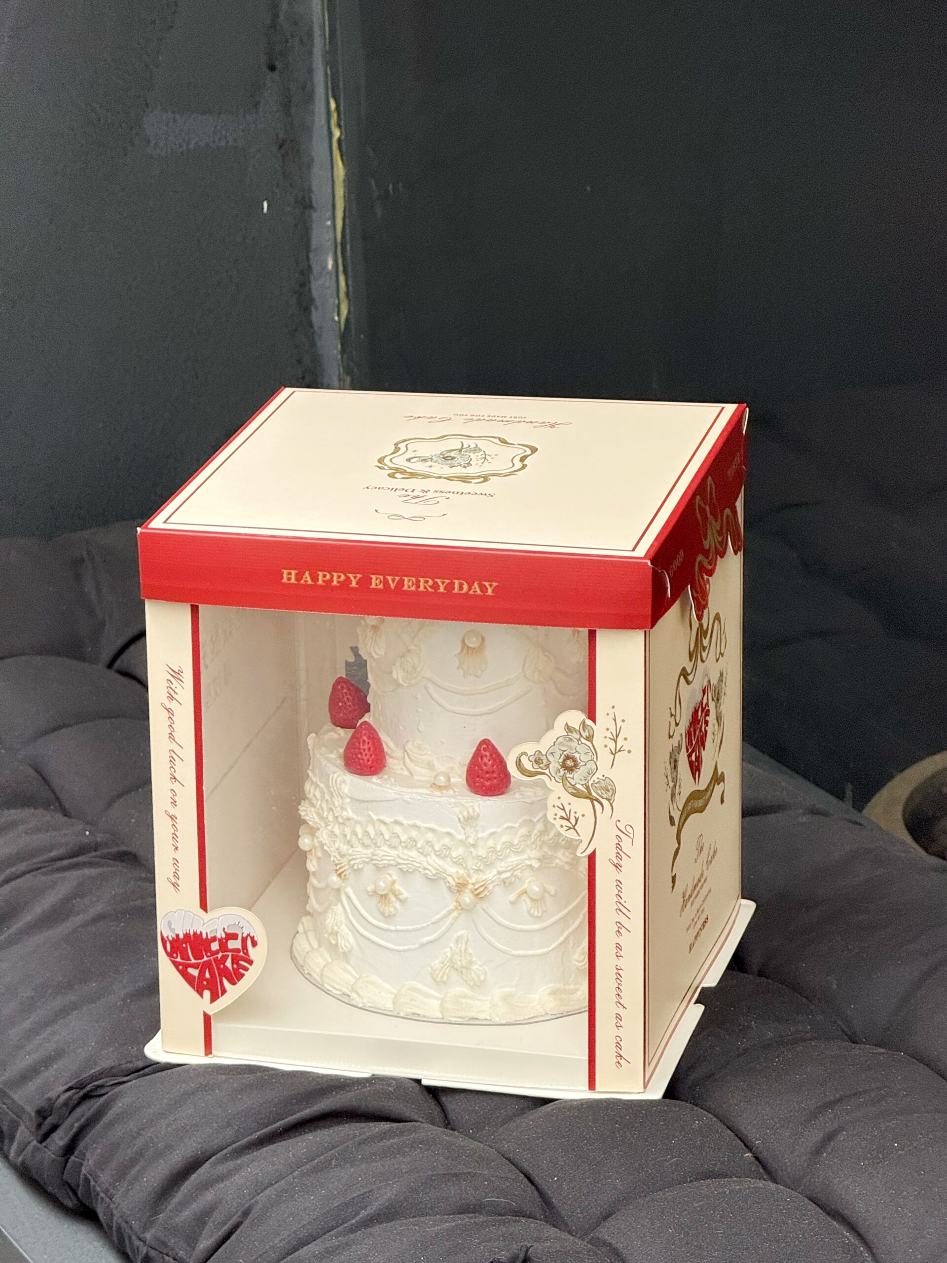 premium red gift style cake box with clear window for bakery packaging premium red gift style cake box with clear window for bakery packaging