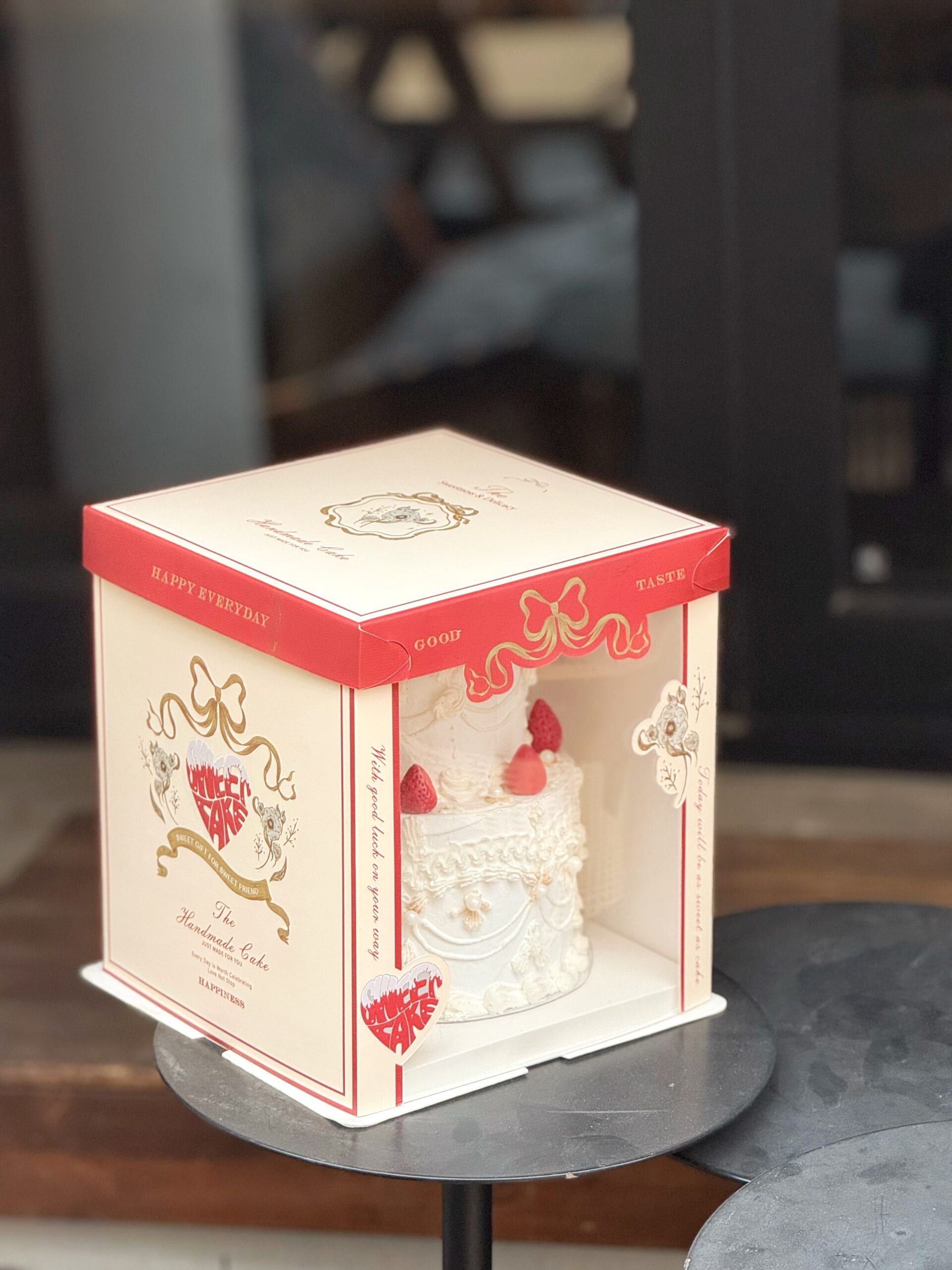 premium red gift style cake box with clear window for bakery packaging premium red gift style cake box with clear window for bakery packaging