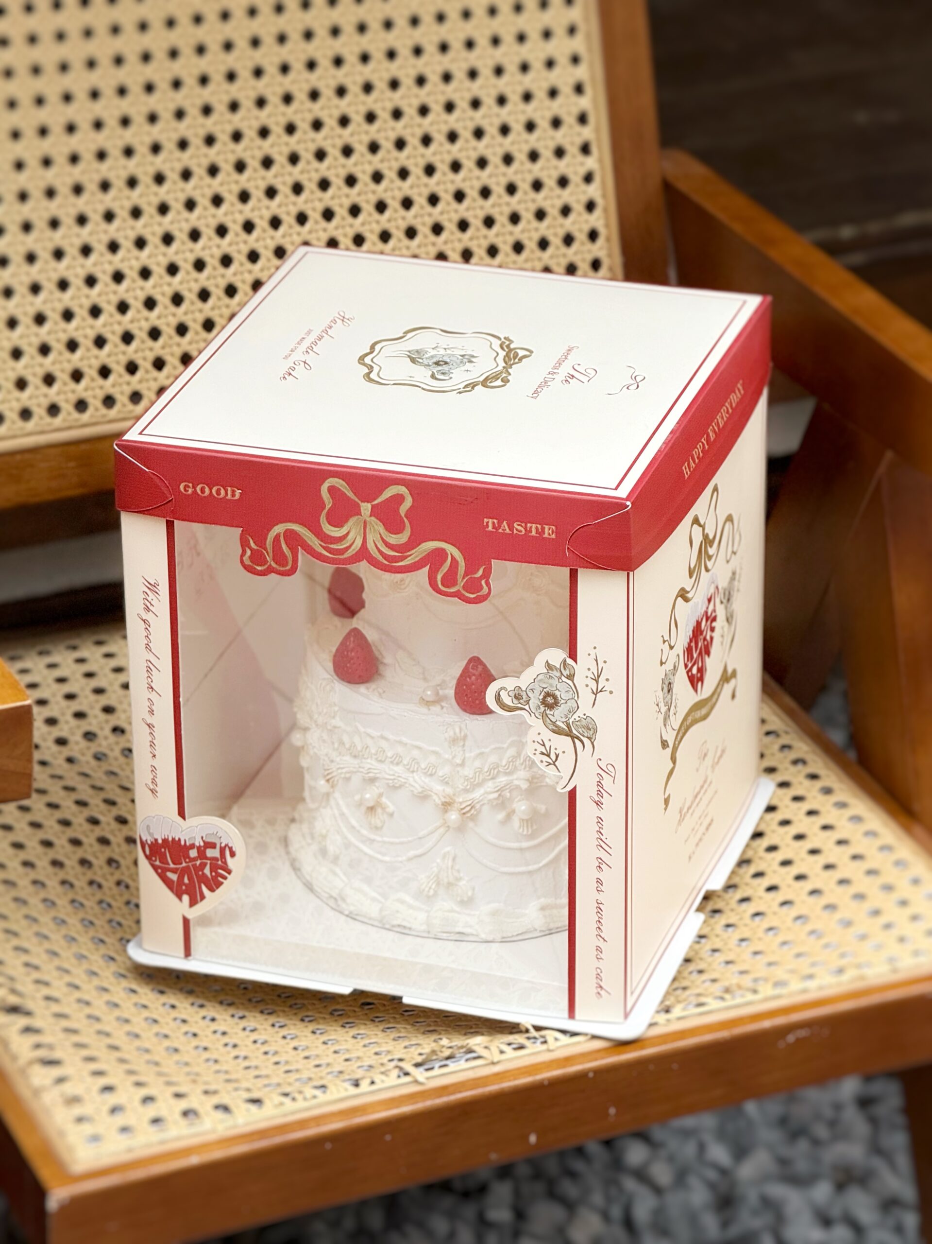 premium red gift style cake box with clear window for bakery packaging premium red gift style cake box with clear window for bakery packaging