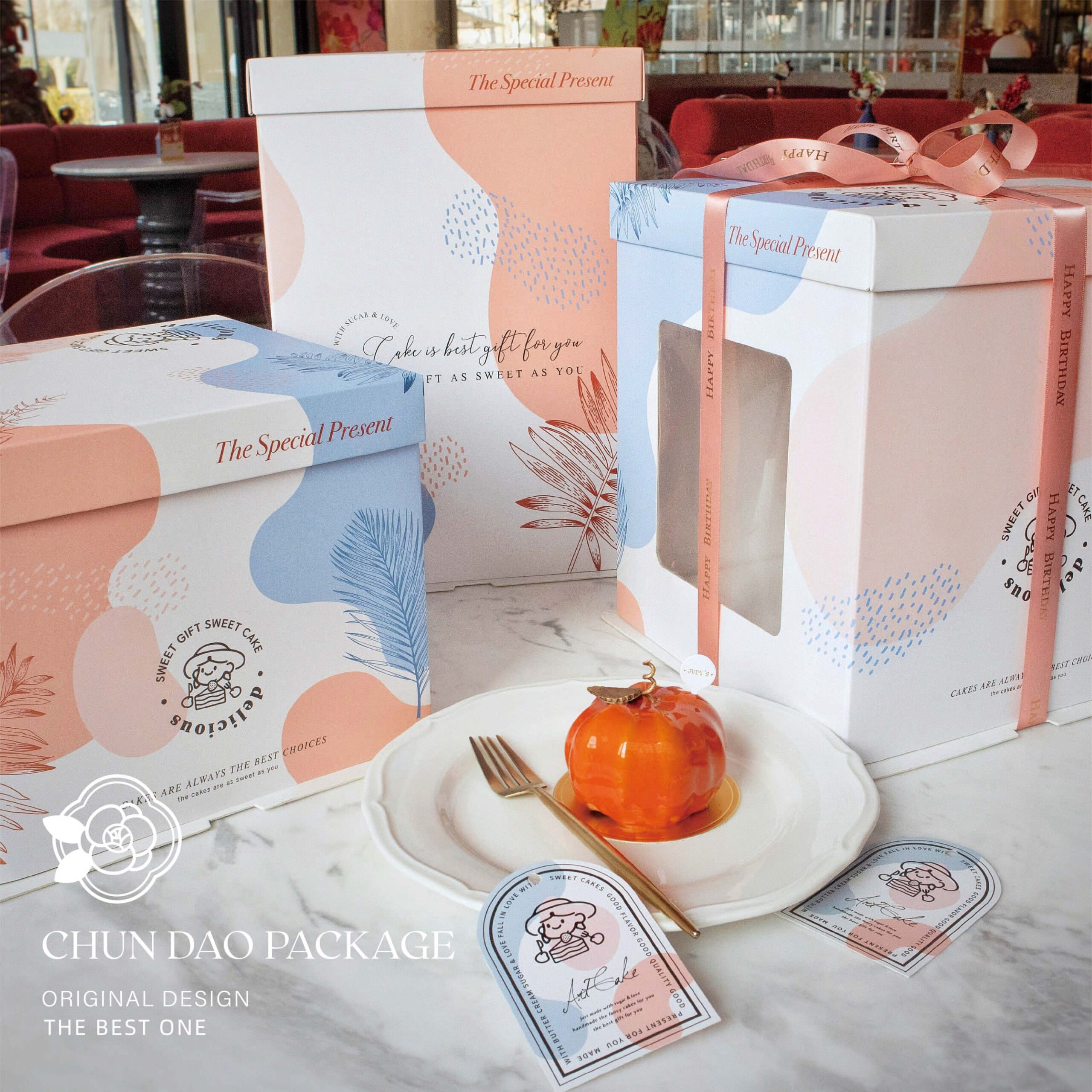 sweet field window cake box in pink blue pastel dessert gift packaging sweet field window cake box in pink blue pastel dessert gift packaging