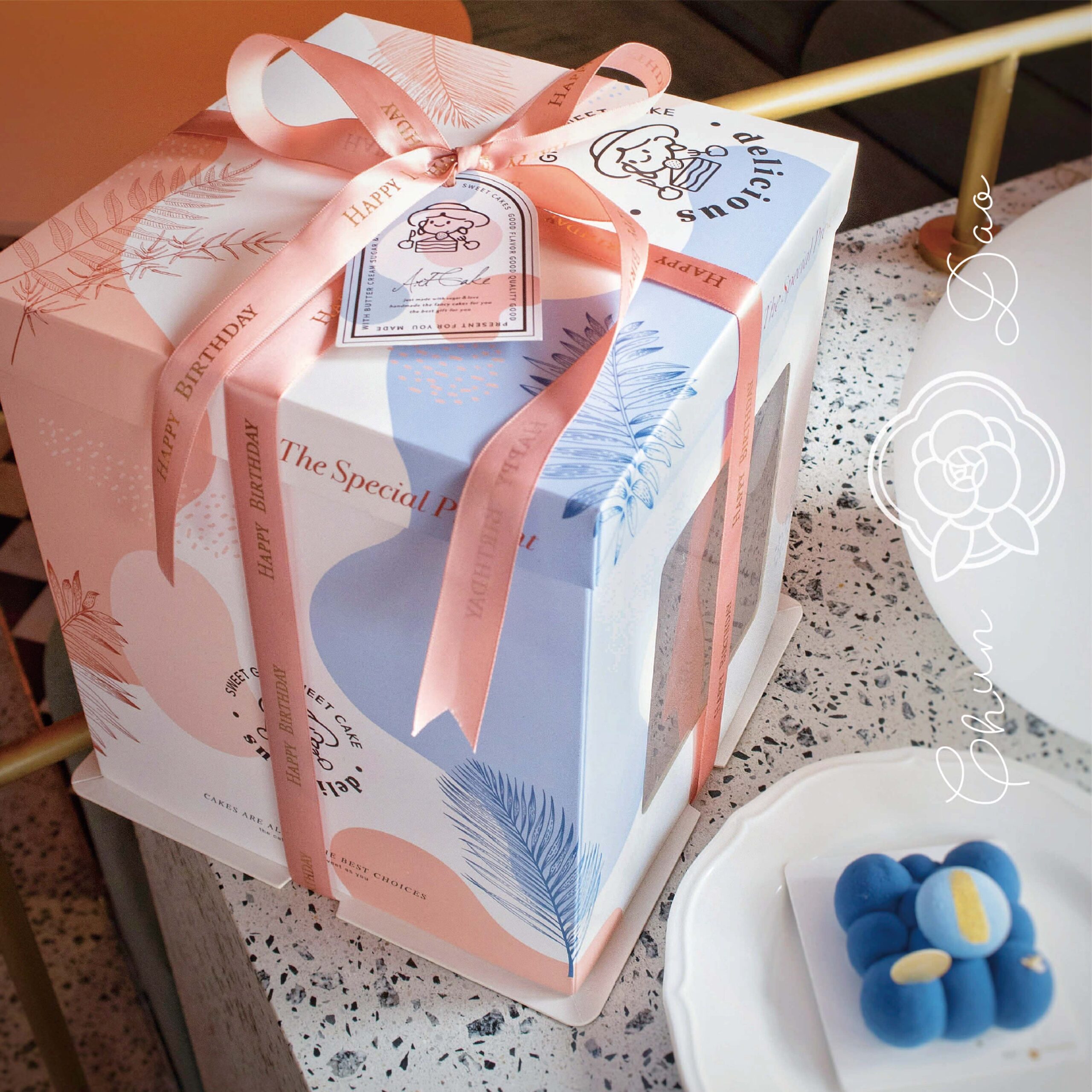 sweet field window cake box in pink blue pastel dessert gift packaging sweet field window cake box in pink blue pastel dessert gift packaging