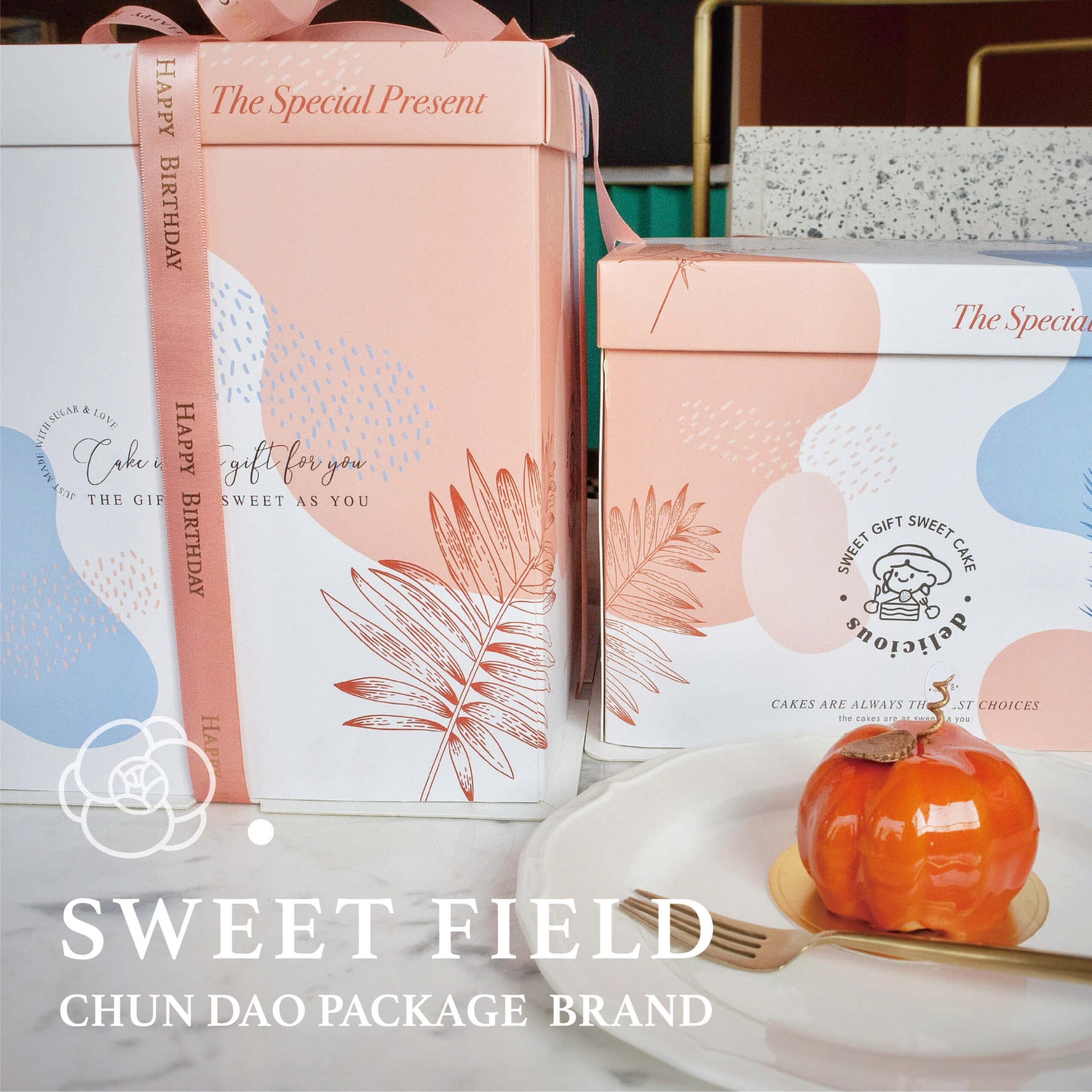 sweet field window cake box in pink blue pastel dessert gift packaging sweet field window cake box in pink blue pastel dessert gift packaging