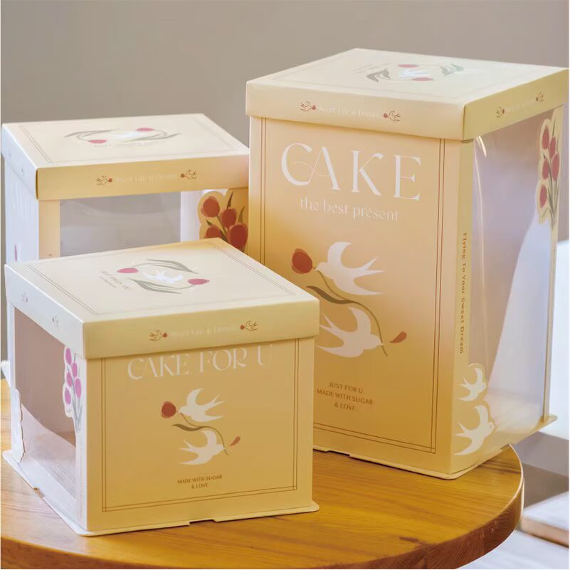 flowers and swallow semi transparent cake box for fresh nature bakery gifts flowers and swallow semi transparent cake box for fresh nature bakery gifts