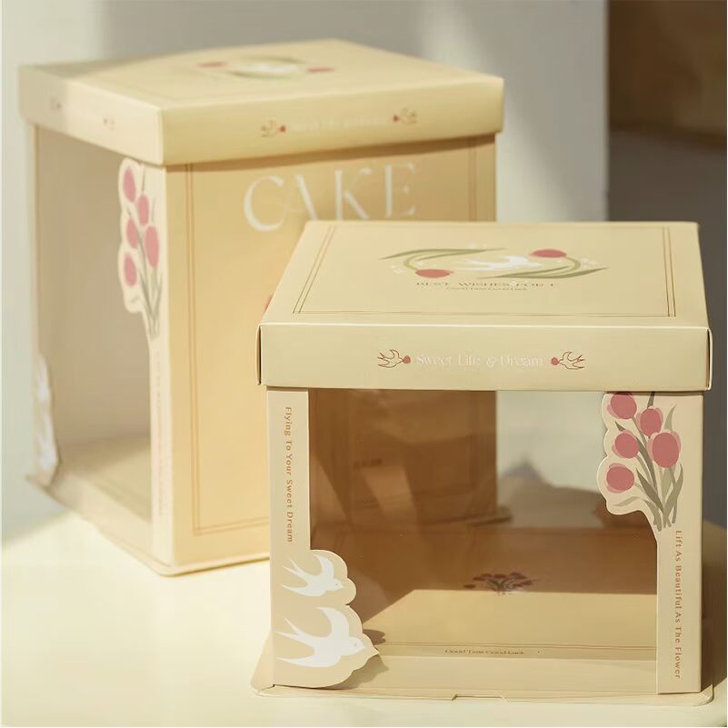 flowers and swallow semi transparent cake box for fresh nature bakery gifts flowers and swallow semi transparent cake box for fresh nature bakery gifts