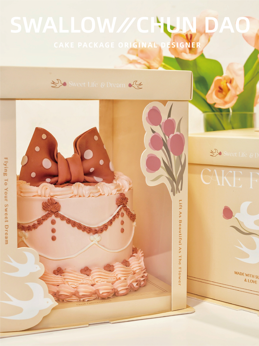 flowers and swallow semi transparent cake box for fresh nature bakery gifts flowers and swallow semi transparent cake box for fresh nature bakery gifts