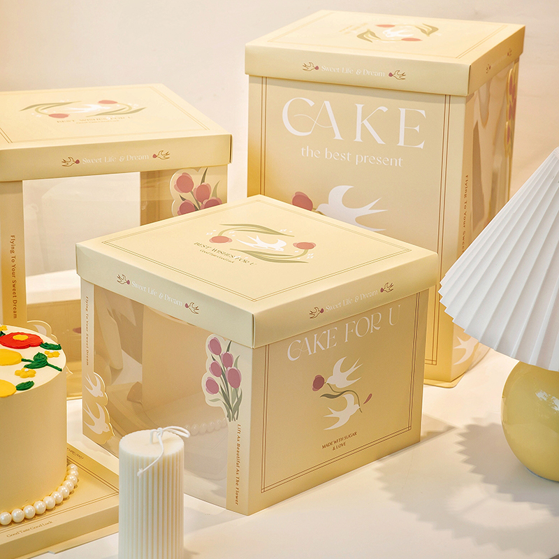 flowers and swallow semi transparent cake box for fresh nature bakery gifts flowers and swallow semi transparent cake box for fresh nature bakery gifts