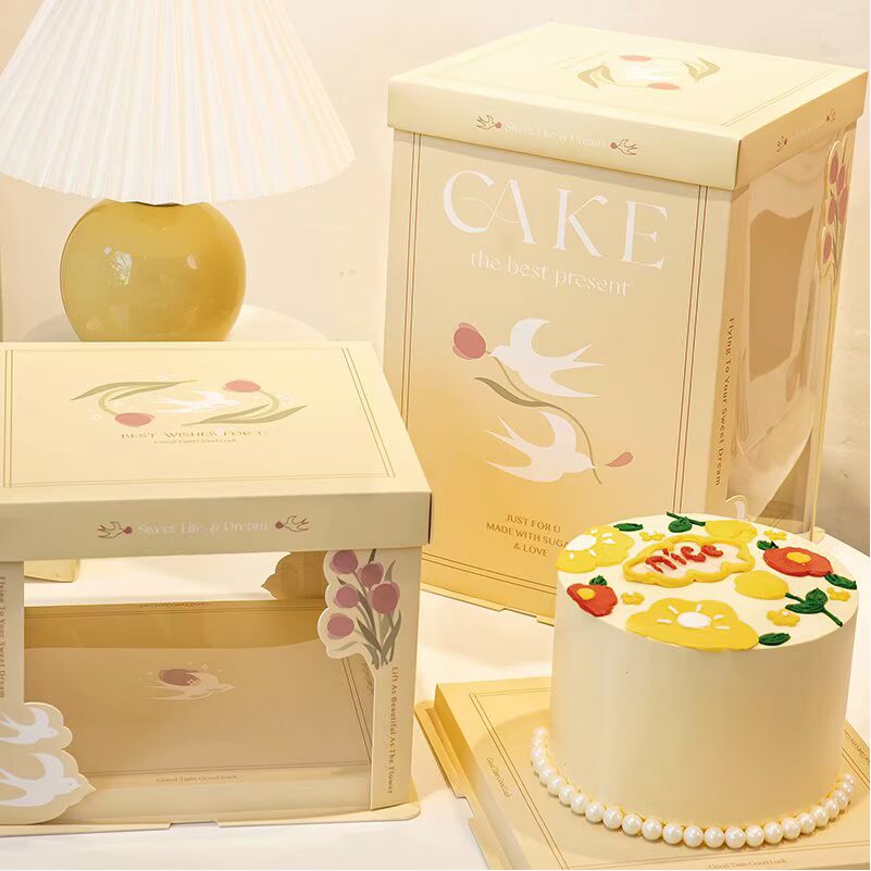flowers and swallow semi transparent cake box for fresh nature bakery gifts flowers and swallow semi transparent cake box for fresh nature bakery gifts