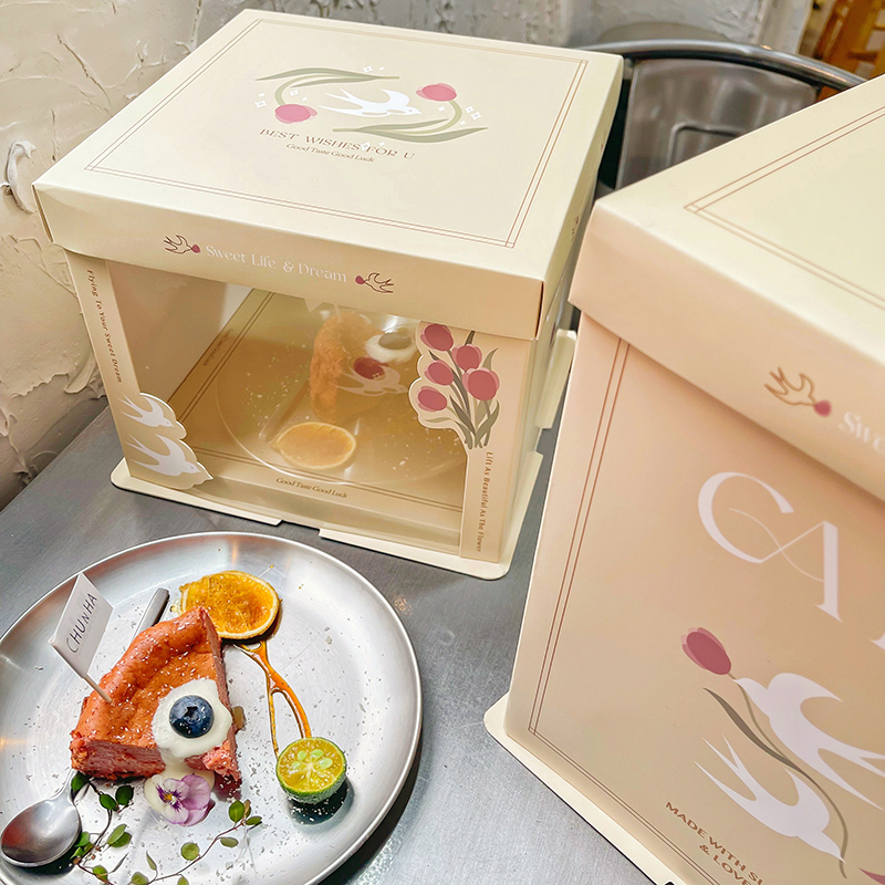 flowers and swallow semi transparent cake box for fresh nature bakery gifts flowers and swallow semi transparent cake box for fresh nature bakery gifts