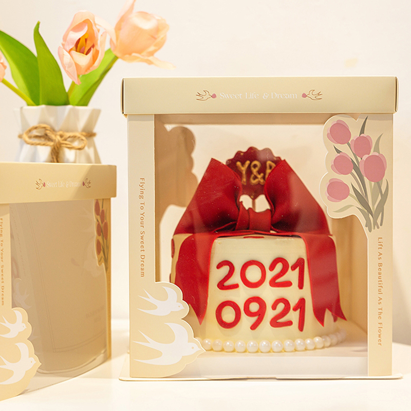 flowers and swallow semi transparent cake box for fresh nature bakery gifts flowers and swallow semi transparent cake box for fresh nature bakery gifts